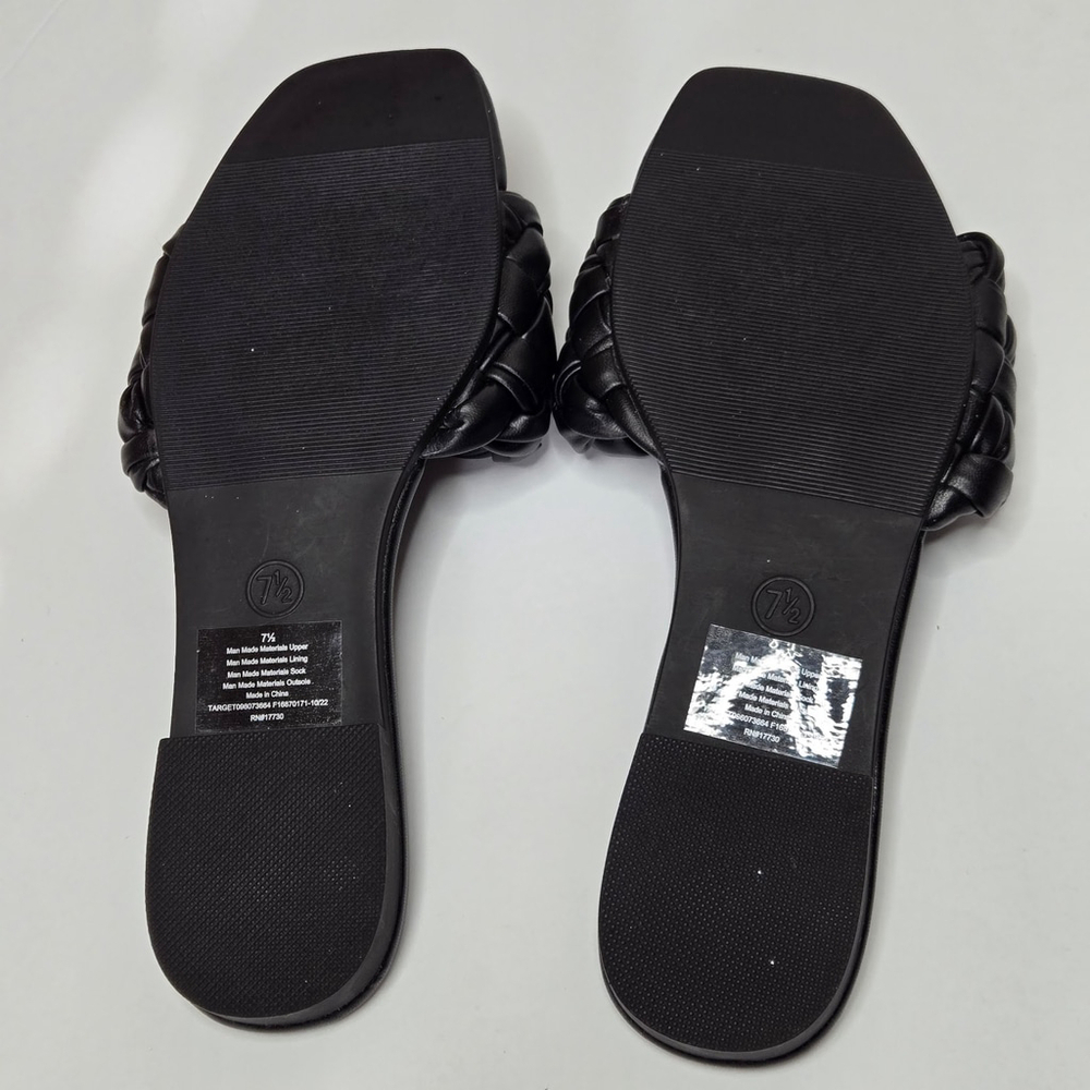 A New Day Women's Black Braided Flat Slide Sandals Size 7.5 - Picture 6 of 8